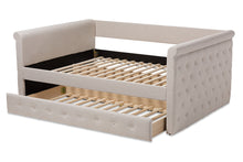 Load image into Gallery viewer, Baxton Studio Alena Modern and Contemporary Light Beige Fabric Upholstered Full Size Daybed with Trundle