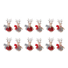 Load image into Gallery viewer, Plush Deer with Sweater Ornament (Set of 12)