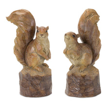 Load image into Gallery viewer, Perched Squirrel on Tree Stump Figurine (Set of 2)