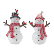 Load image into Gallery viewer, Snowman with Cardinal Birds Figurine (Set of 2)