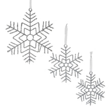 Load image into Gallery viewer, Glittered Wire Snowflake Ornament (Set of 12)