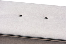 Load image into Gallery viewer, Baxton Studio Marlisa Mid-Century Modern Walnut Finished Wood and Greyish Beige Fabric Upholstered Button Tufted Storage Ottoman Bench