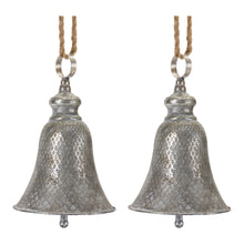 Load image into Gallery viewer, Rustic Metal Bell Ornament (Set of 2)