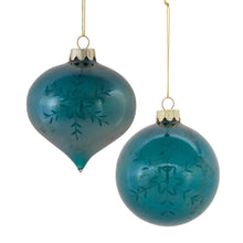 Load image into Gallery viewer, Snowflake Etched Glass Ornament (Set of 12)