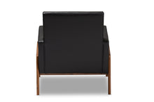 Load image into Gallery viewer, Baxton Studio Perris Mid-Century Modern Black Faux Leather Upholstered Walnut Wood Lounge Chair