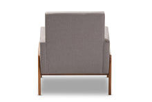 Load image into Gallery viewer, Baxton Studio Perris Mid-Century Modern Grey Fabric Upholstered Walnut Wood Lounge Chair