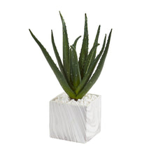 Load image into Gallery viewer, Aloe Artificial Plant in Marble Finish Vase
