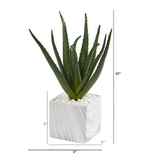 Load image into Gallery viewer, Aloe Artificial Plant in Marble Finish Vase