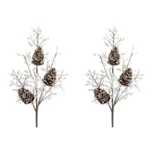 Load image into Gallery viewer, Iced Pinecone Twig Branch (Set of 2)