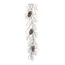 Load image into Gallery viewer, Iced Twig Garland with Pinecones 5'L