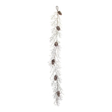 Load image into Gallery viewer, Iced Twig Garland with Pinecones 5'L