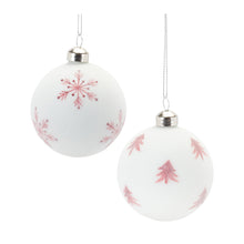 Load image into Gallery viewer, Frosted Snowflake and Tree Ball Ornament (Set of 12)