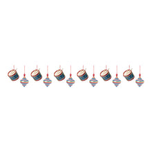 Load image into Gallery viewer, Toy Drum and Top Spinner Ornament (Set of 12)