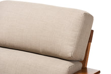Load image into Gallery viewer, Baxton Studio Larissa Modern Classic Mission Style Cherry Finished Brown Wood and Dark Beige Fabric High Back Cushioned Living Room 1-Seater Lounge Chair