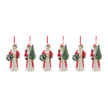 Load image into Gallery viewer, Santa with Cardinal Bird Ornament (Set of 6)