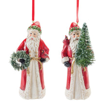 Load image into Gallery viewer, Santa with Cardinal Bird Ornament (Set of 6)