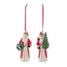 Load image into Gallery viewer, Santa with Cardinal Bird Ornament (Set of 6)