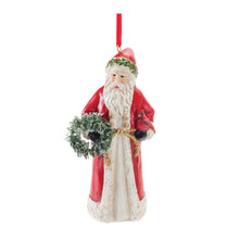 Load image into Gallery viewer, Santa with Cardinal Bird Ornament (Set of 6)