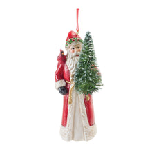 Load image into Gallery viewer, Santa with Cardinal Bird Ornament (Set of 6)