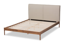 Load image into Gallery viewer, Baxton Studio Aveneil Mid-Century Modern Beige Fabric Upholstered Walnut Finished King Size Platform Bed