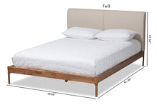 Load image into Gallery viewer, Baxton Studio Aveneil Mid-Century Modern Beige Fabric Upholstered Walnut Finished Full Size Platform Bed