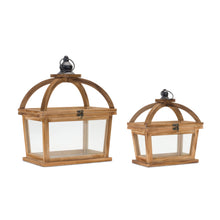 Load image into Gallery viewer, Tapered Wood Lantern with Open Lid (Set of 2)