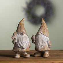 Load image into Gallery viewer, Carved Spring Gnome Figurine (Set of 2)