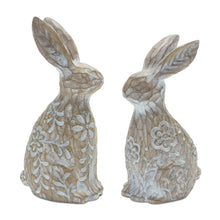 Load image into Gallery viewer, Floral Carved Rabbit Figurine (Set of 2)