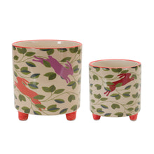 Load image into Gallery viewer, Footed Rabbit Pattern Planter (Set of 2)