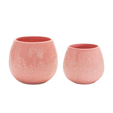 Load image into Gallery viewer, Floral Etched Ceramic Planter (Set of 2)