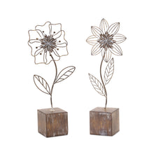 Load image into Gallery viewer, Metal Floral DŽcor (Set of 2)