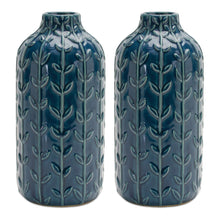Load image into Gallery viewer, Ceramic Leaf Pattern Vase (Set of 2)