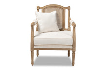 Load image into Gallery viewer, Baxton Studio Clemence French Provincial Ivory Fabric Upholstered Whitewashed Wood Armchair