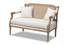 Load image into Gallery viewer, Baxton Studio Clemence French Provincial Ivory Fabric Upholstered Whitewashed Wood Loveseat