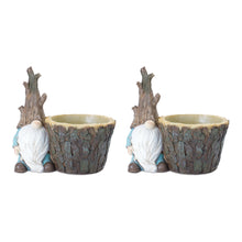 Load image into Gallery viewer, Tree Trunk Gnome Planter (Set of 2)