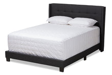 Load image into Gallery viewer, Baxton Studio Lisette Modern and Contemporary Charcoal Grey Fabric Upholstered Queen Size Bed