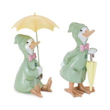 Load image into Gallery viewer, Raincoat Duck Figurine with Umbrella (Set of 2)