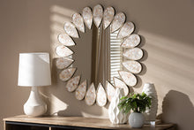 Load image into Gallery viewer, Baxton Studio Savita Modern and Contemporary Antique Silver Finished Round Shell Petal Accent Wall Mirror