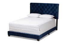 Load image into Gallery viewer, Baxton Studio Candace Luxe and Glamour Navy Velvet Upholstered Queen Size Bed