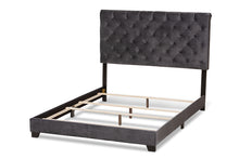 Load image into Gallery viewer, Baxton Studio Candace Luxe and Glamour Dark Grey Velvet Upholstered Queen Size Bed