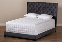 Load image into Gallery viewer, Baxton Studio Candace Luxe and Glamour Dark Grey Velvet Upholstered Queen Size Bed