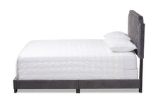 Load image into Gallery viewer, Baxton Studio Darcy Luxe and Glamour Dark Grey Velvet Upholstered Queen Size Bed