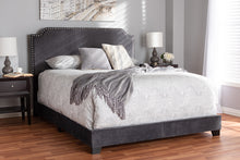 Load image into Gallery viewer, Baxton Studio Darcy Luxe and Glamour Dark Grey Velvet Upholstered Queen Size Bed