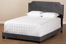 Load image into Gallery viewer, Baxton Studio Darcy Luxe and Glamour Dark Grey Velvet Upholstered Queen Size Bed