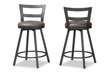 Load image into Gallery viewer, Baxton Studio Arjean Rustic and Industrial Grey Fabric Upholstered Counter Stool Set of 2
