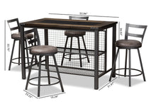 Load image into Gallery viewer, Baxton Studio Arjean Rustic and Industrial Grey Fabric Upholstered 5-Piece Pub Set