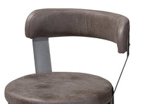Load image into Gallery viewer, Baxton Studio Arcene Rustic and Industrial Antique Grey Fabric Swivel Bar Stool Set of 2