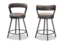 Load image into Gallery viewer, Baxton Studio Arcene Rustic and Industrial Grey Fabric Upholstered Counter Stool Set of 2