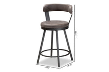 Load image into Gallery viewer, Baxton Studio Arcene Rustic and Industrial Grey Fabric Upholstered Counter Stool Set of 2