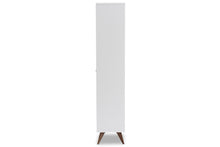 Load image into Gallery viewer, Baxton Studio Serafino Mid-Century Modern White and Walnut Finished Wood Wine Cabinet